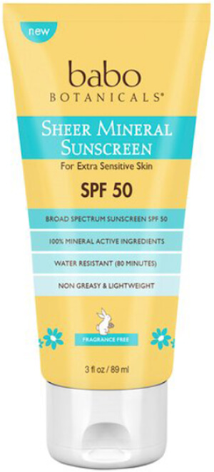 Babo Botanicals Sheer Mineral Sunscreen, SPF 50, goop, $17