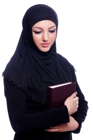 21309241-young-muslim-woman-with-book-on-white